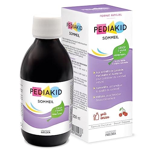 Pediakid Complément Alimentaire Naturel Sommeil - Formule Exclusive au Sirop d'Agave Améliore Qualité du Sommeil - Favorise l'Endormissement - Arôme Cerise - Flacon de, 250 ml