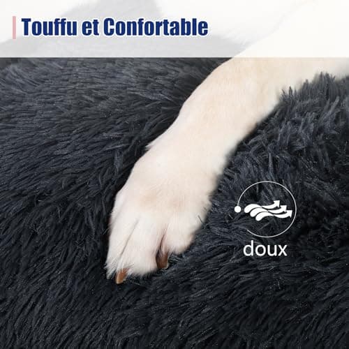 KSIIA Panier Chien Grande Taille, 90x60cm, Coussin Chien Lavable en Machine, Tissu Peluche Doux, Base antidérapante, Tapis Matelas Lit Chien Anti-Stress, Gris Foncé