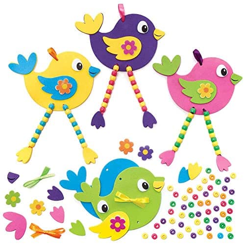 Baker Ross Décorations motif Oiseaux à Perles - Lot de 5, Activités Manuelles pour Enfants (FC717)