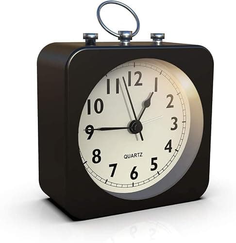 Lesipee Réveil analogique sans tic-tac - Grand cadran avec veilleuse - Réveil analogique à quartz avec alarme puissante - Fonctionne avec piles - Réveil portable pour chambre à coucher, salon, bureau,