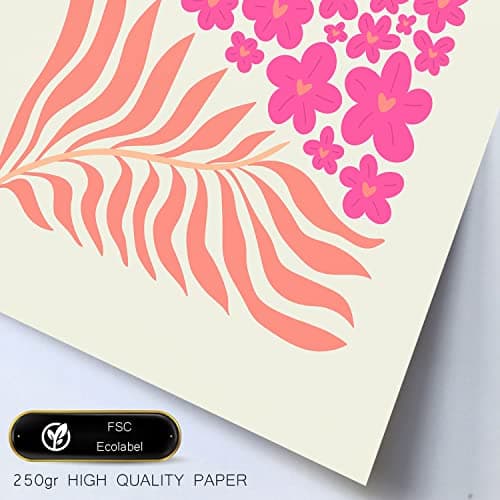 Nacnic Lot de 6 Affiches Minimalisme aux Couleurs Pastel. Flower Power. Impressions de paysage et de nature pour la décoration intérieure et la décoration. A3 et A4, cadres noirs.