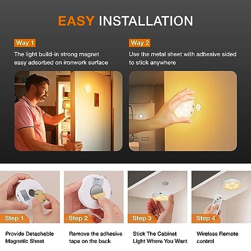 lampe LED Rechargeable USB avec Télécommandes,[Lot de 3]Veilleuse Cuisine Sans Fil Escalier,5 Niveaux de Luminosité, Magnétique,LED Sans Fil pour Cuisine,Couloir,Escalier,Placard,Lumière Chaude