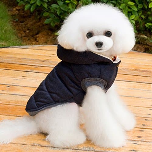 Selmai Manteau à capuche élégant pour petits chiens, vêtements pour chiens (Ce style est petit, veuillez choisir une taille plus grande)