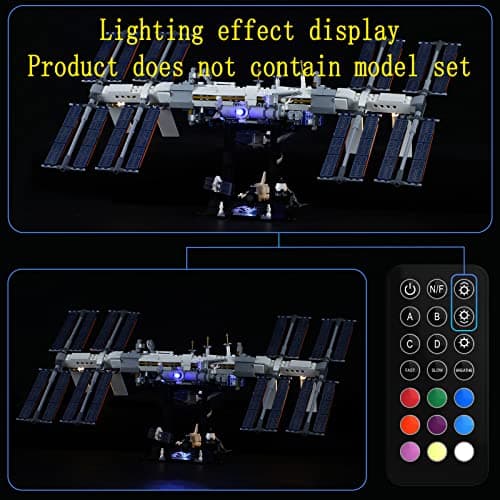 GEAMENT Jeu De Lumières (Télécommande) Compatible avec Lego Internationale Raumstation - Kit D'éclairage LED pour Ideas 21321 (Modèle de Bloc Non Inclus)