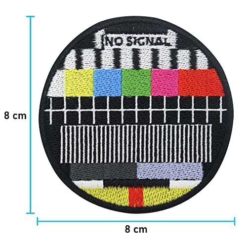 Finally Home Écusson Thermocollant | Motif TV rétro sans signal | Patch à coller au fer à repasser ou à coudre | Pièce de décoration ou réparation pour vêtement, jean, sac, pantalon, veste