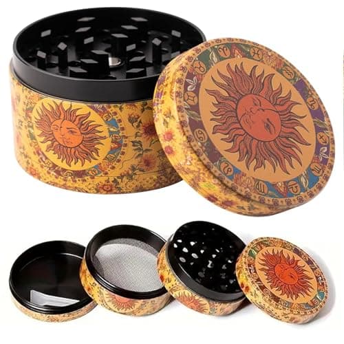 Moulin À Pollen Grinder D'Herbes,Grinder Vintage Herb Grinder Grinder Métal Broyeur À Pollen En Alliage De Zinc Avec Sa Petite Spatule À Pollen Couvercle Aimanté Pour Épices, Herbes, Café (50mm)