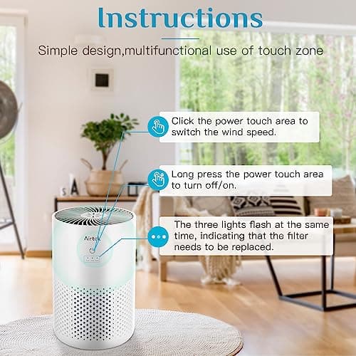 AIRTOK Purificateur d'air avec éponge d'aromathérapie, le purificateurs d'air H13 HEPA élimine 99,97% de la poussière et de la fumée, convient aux pièces de moins de 35m2 | 3 vitesses de vent | KQ-31