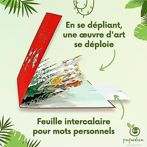 paperdora® Carte Pop-Up 3D „Noël“ avec Enveloppe et Cachet de Cire - Carte de Vœux Carte Cadeau Bon Cadeau
