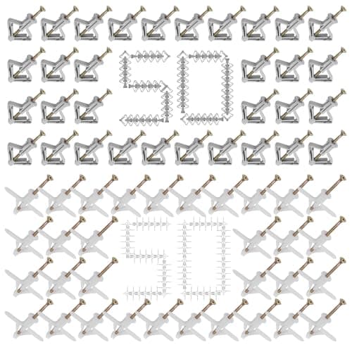 200 Pièces Cheville Placo Chevilles Placo Cheville Placo Charge Lourde Cheville Brique Creuse Cheville Parpaing Creux Chevilles pour Plaque de Plâtre pour Plaques Plâtre, Béton, Briques, Murs Creux