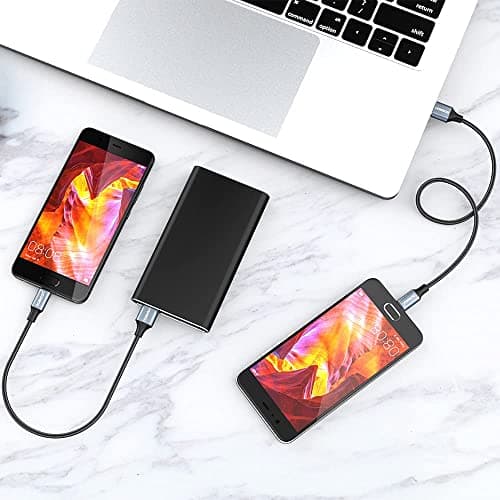 aceyoon Mini USB C, Lot de 4 Cable USB C 50cm Charge Rapide 3A et Synchro Cable Type C en Nylon Tressé Cable USB C Court Compatible avec Samsung Galaxy S24 S23 pour Huawei P60 Mate 50