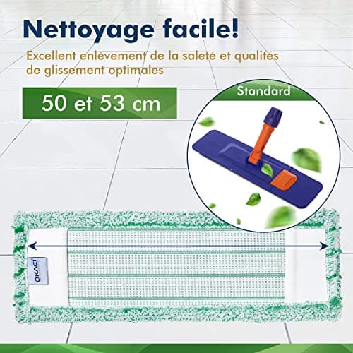 Okaei - Housse de serpillière 2 Piece (50 cm) - Housse en 100% Microfibre Premium Vert - Optimale pour Le Nettoyage en Profondeur des sols Lisses et légèrement irréguliers