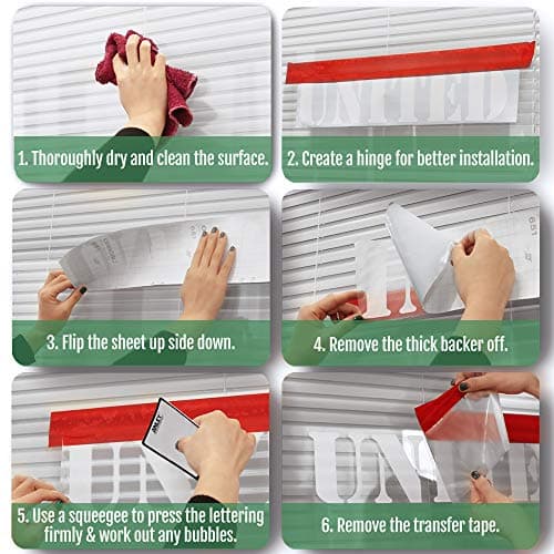 Anley Lettrage personnalisé en Vinyle pour fenêtre - Autocollant personnalisé avec Chiffres et Lettres pour Porte de fenêtre de Magasin - Polices de Couleurs Assorties et Tailles jusqu'à 254 cm Long