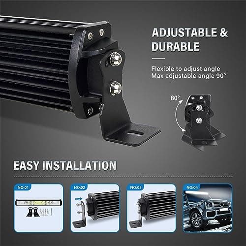 AUXTINGS Barre de rampe à LEDs Droit de 56cm 270W, 3 rangées de Feux de Travail à LEDs étanches 12V Feu de Brouillard à LEDs avec DT câblage pour Voiture, Camion, Tracteur, SUV, IP67