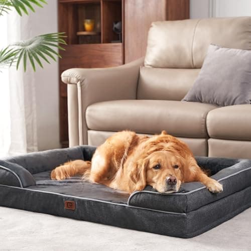 EHEYCIGA Panier Chien Grande Taille XL Orthopedique, Memoire de Forme Lit pour Chien Imperméable, Canapé pour Chien Dehoussable Lavable