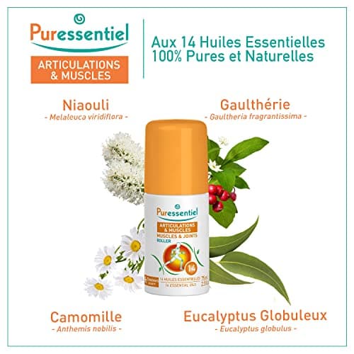 Puressentiel - Articulations et Muscles - Roller aux 14 Huiles Essentielles - Soulage les douleurs musculaires, articulaires et les courbatures – Dos, genoux, jambes du sportif - 75 ml