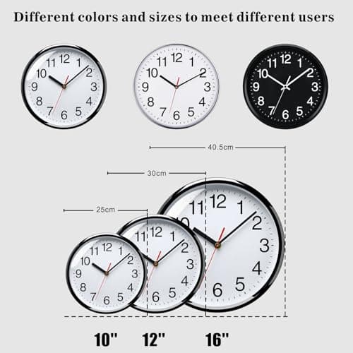 Plumeet Très Grande Horloge Murale, 40.6cm Horloge Murale Décorative de Qualité, Mécanisme Silencieux à Quartz, pour Maison/Cuisine/Bureau/École,Fonctionne sur Pile (Blanc)