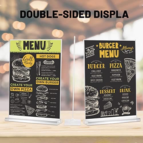 LALAGO 6 pièces Présentoir de table A4, Support acrylique de cartes de menu Présentoir de cartes postales, Présentoir de menus A5 Présentoir publicitaire pour restaurant, café, magasin, hôtel
