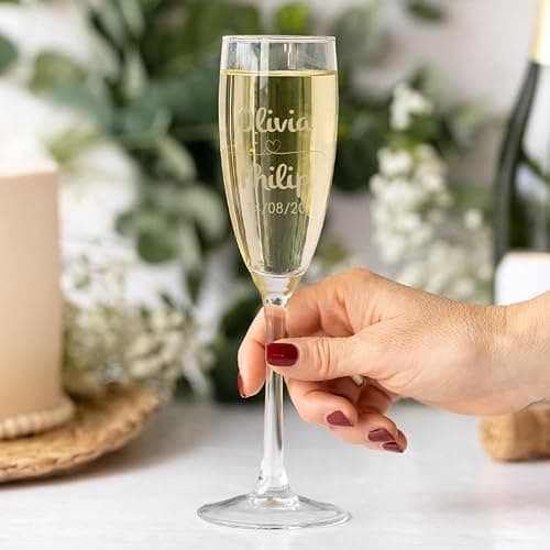 Wanapix | Flûtes à Champagne Personnalisés | Coupes de Champagne avec Gravure | Fêtes/Anniversaire/Mariage | Verres à Champagne | Verre 20cl | Heart
