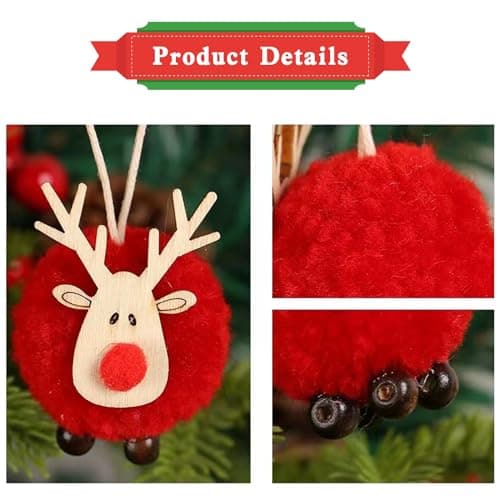Decoration Sapin Noel Pendentif,8 Pièces Bois Pendentifs Decoration Noël,Naturel Ornements D'arbres de Noël Cadeau Mignonne pour la Décoration de la Maison