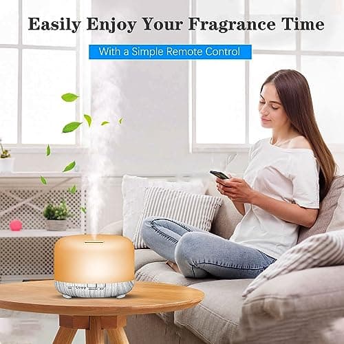LONID 500ml Diffuseur d'Huile Essentielle, Ultrasonique Diffuseur Huiles Essentielles, Humidificateur d'air lumières 7 Colorées,Arrêt Automatique 4 Timing, Spa, Yoga, Massage,Apaisant (Blanc)