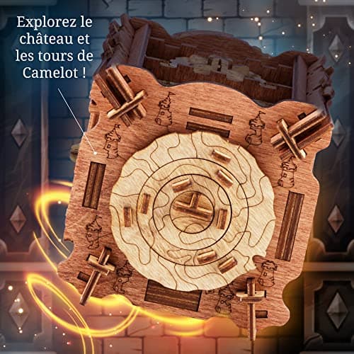iDventure Cluebox - L’épreuve de Camelot - Puzzle Escape Room Jeu - Puzzle 3D - Boite en Bois - Cadeau Homme Original - Casse-tête mécanique en boîte - Puzzle Adulte - Cadeau Anniversaire Homme