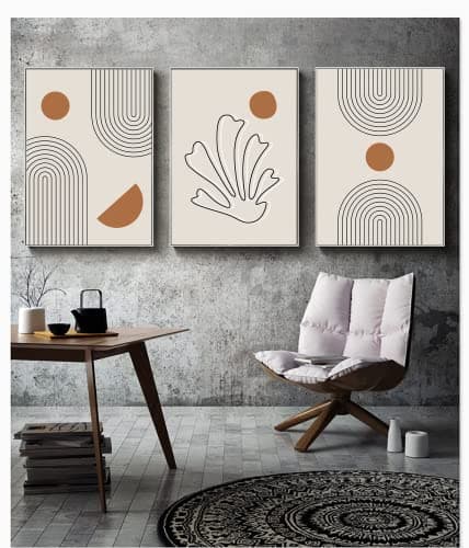 LYBOHO Lot de 3 posters d'art abstrait, modernes, tableaux muraux, style bohème, pour salon, chambre à coucher, géométrie 2, 20 x 30 cm