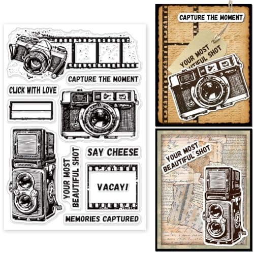 GLOBLELAND Tampons Transparents pour Appareil Photo Film Photo Tampons Transparents Cadre Photo Vintage Tampon en Silicone pour Scrapbooking Album Photo Fabrication de Cartes Décoratives