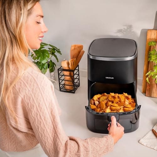 Cecotec Friteuse à Air sans Huile de 4 L avec Fenêtre Cecofry Fantastik Window 4000. Air Fryer. 1400 W, 9 Menus, Contrôle Tactile, Technologie PerfectCoo, 80-200oC, Temps Ajustable
