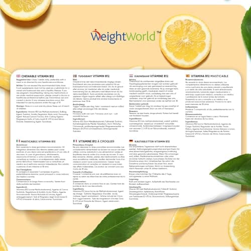 Vitamine B12 Méthylcobalamine 1000mcg - 400 Comprimés À Croquer Goût Citron Forte Dose - Vitamine B12 Vegan Pure Pour Fatigue, Immunité, Métabolisme, Système Nerveux (EFSA) - B12 Vitamine Adulte