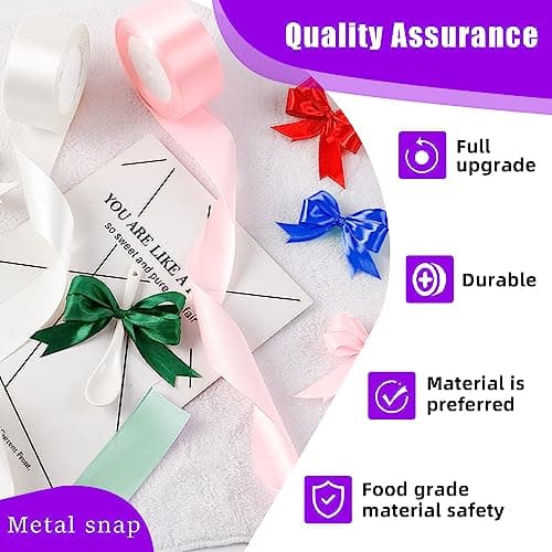Swpeet Lot de 10 rouleaux de ruban satiné en polyester 10 couleurs 2,5 cm x 22,9 m pour emballage cadeau, travaux manuels, décoration de fête – Longueur totale : 227 m