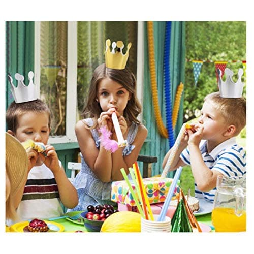 JZK 10x Papier Couronne Bouton de Papier Printemps Princesse Prince Couronne Favors Fête Décoration Accessoires pour Photo Booth Fête Anniversaire Festivals (5 x Or, 5 x Argent)