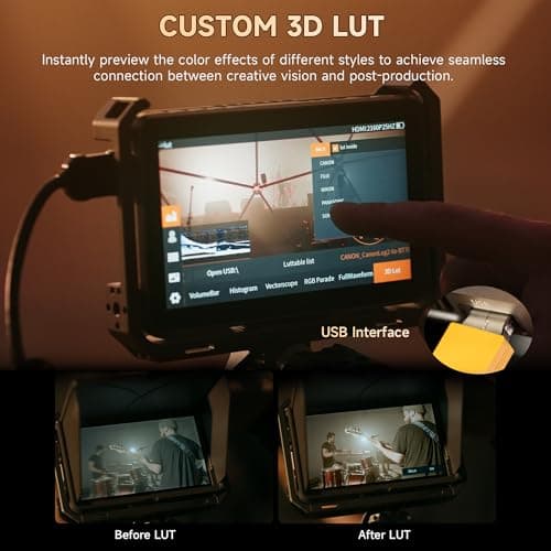 VILTROX DC-X3 2000 Nits SDI Kit Moniteur de terrain pour caméra avec cage, 4K HDMI Moniteur vidéo à écran tactile avec pare-soleil/batterie, 3D Lut 1920X1080 HD Full Waveform Focus Peaking VectorScope