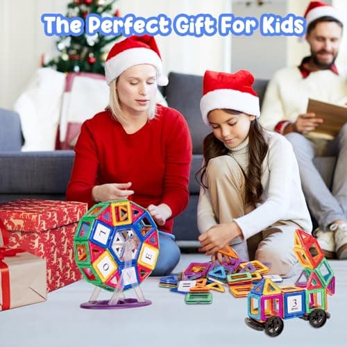 aaczly Blocs de Construction Magnétiques 122 Pièces, 3D Construction Jouets Educatif Jeux Cadeaux pour Enfants à Partir de 3 4 5 6 7 Ans