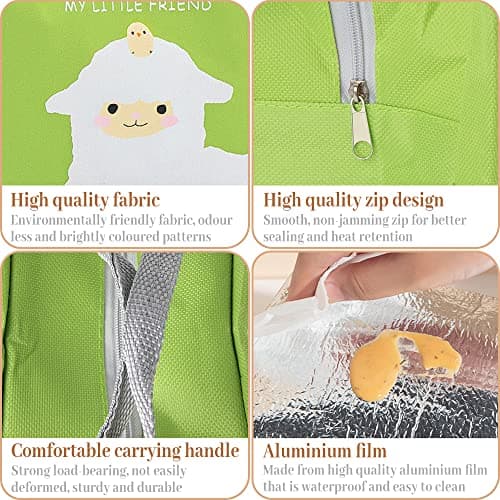 Hillylolly Sac Isotherme Repas Enfant Fille, Sac à Lunch Isolé, Panier Repas Enfant, Mini Sac Isotherme Repas Enfant, Sac Lunch Femme Multipurpose, pour le Transport de Nourriture (Mouton)
