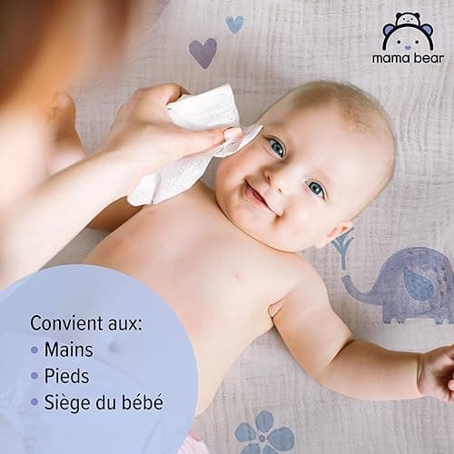Marque Amazon - Mama Bear Lingettes Pour bébé Sensibles, Sans parfum, 1008 Unité, 18 Lot de 56 lingette