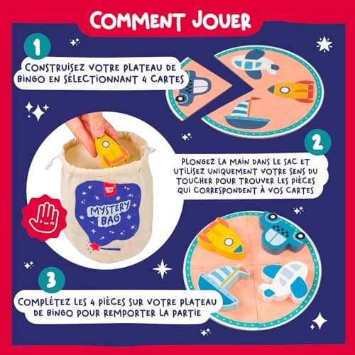 Nene Toys Loto Tactile Touche et Trouve, Jeu de Société pour Enfants dès 3 Ans – Jouet Éducatif en Bois – Divertissement en Famille et Développe la Motricité Fine, Cadeau pour Fille Garçon 3 4 5 Ans