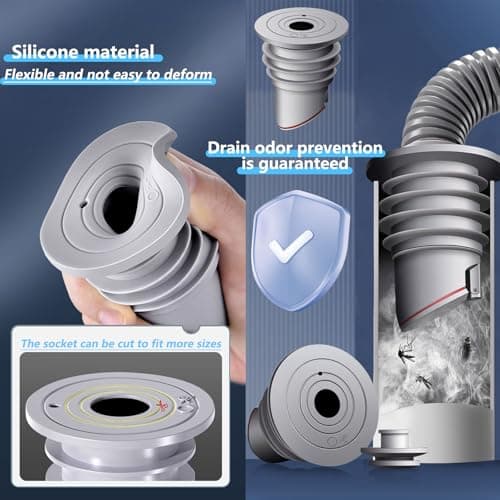 WISIRENT Joint de Tuyau de Machine à Laver, 2 Pièces 35-40mm Gris Bouchon Anti Odeur Machine à Laver Bouchon D'Étanchéité de Tuyau D'Évacuation, Joint de Tuyau de Vidange Déodorant pour Domestique