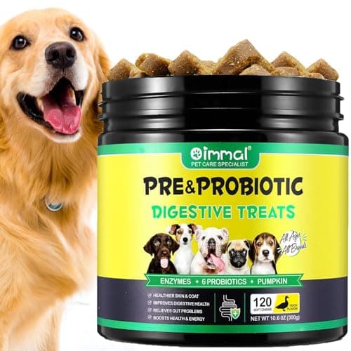 AIKUWWOIRQIA Probiotiques pour Chiens, Les probiotiques mâcher pour Les Chiens, Le Soutien à l'immunité, favoriser la santé intestinale, améliorer la Digestion et l'immunité, 120 Chews Duck