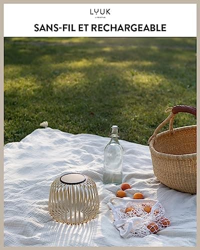 LUUK LIFESTYLE Lampe solaire minimaliste LED, design bohème, sans fil, lampe de terrasse rechargeable, luminosité variable, Marron sable