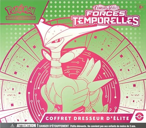 Pokémon JCC Coffret Dresseur d’élite Écarlate et Violet – Forces Temporelles – Vert-de-Fer (1 Carte Promo entièrement illustrée d’Épine-de-Fer, 9 boosters et des Accessoires de Jeu Premium)
