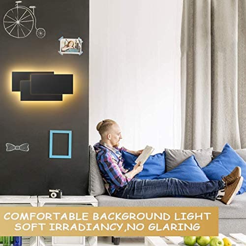 Klighten Appliques Murales Interieur LED Lampe 36W 40CM Moderne Applique Murale pour Chambre Maison Couloir Salon Blanc chaud 3000K (Noir)