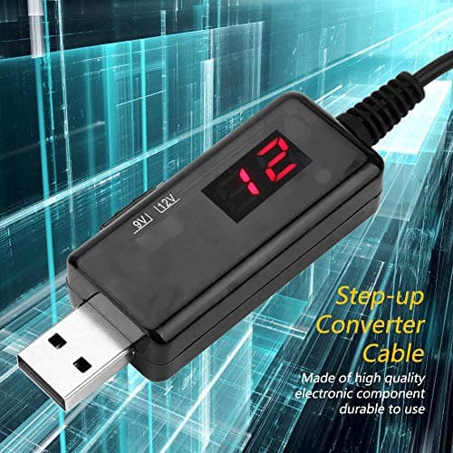 Estink USB Boost Voltage, USB to DC Boost Cable Router Step-up Voltage Converter Display 9V / 12V