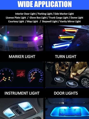 WeiHong 10 pièces Ampoule T10 W5W LED CANBUS 12V Non Polaire 194 Wedge Intérieur De Voiture Lumière Dôme Feux De Plaque D'immatriculation,lampes de lecture de voiture,feux latéraux (Bleu glacier)