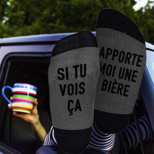 Chaussettes fantasie Noel Chaussettes Droles Chaussettes Courtes Fantaisie Cadeaux Nouveaute pour Les Amateurs Homme Femme Couple Funny Socks,Taille unique,Gris