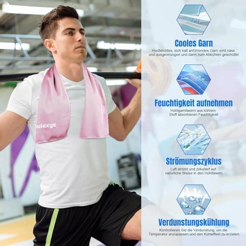 Bouiexye Lot de 2 serviettes rafraîchissantes 100 x 30 cm - Rose - En microfibre - Pour le sport, le fitness, le yoga, les voyages, la course
