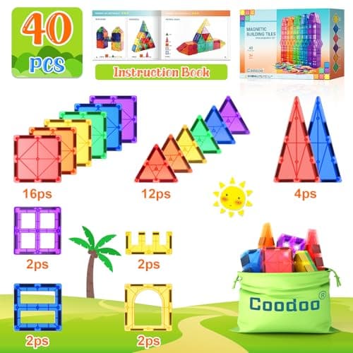 Tuiles magnétiques Jouets pour Enfants Jouets magnétiques pour Tout-Petits Blocs magnétiques Jouets de Construction Jouets Montessori d'apprentissage