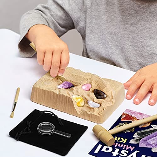 Dr. Daz - Kit d'Extraction De Cristaux pour Enfants,Véritables Pierres Précieuses Et Minérales, Sciences Education Jouets,Gemmes à Extraire