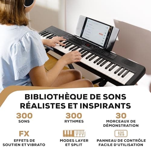 Alesis Melody 61 MK4 Clavier Piano 61 Touches avec Accessoires | Portable, 300 Sons, Modes Split/Layer, Inclus Cours, Stand, Banquette, Microphone et Casque, pour Débutants