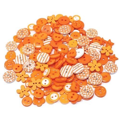 Lot de 150 boutons oranges en bois, acrylique et résine pour confection de cartes