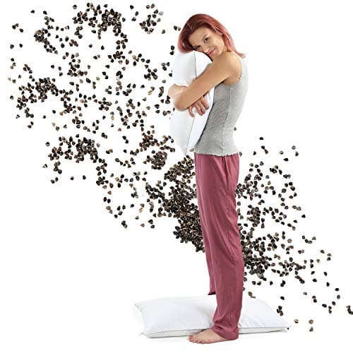 NATURECA Oreiller Sarrasin Bio 40x80, Oreiller Ferme de taie Coton matelassée, Oreillers ergonomiques pour la Nuque, Oreiller orthopédique Anti Douleur, décontracter Les Muscles